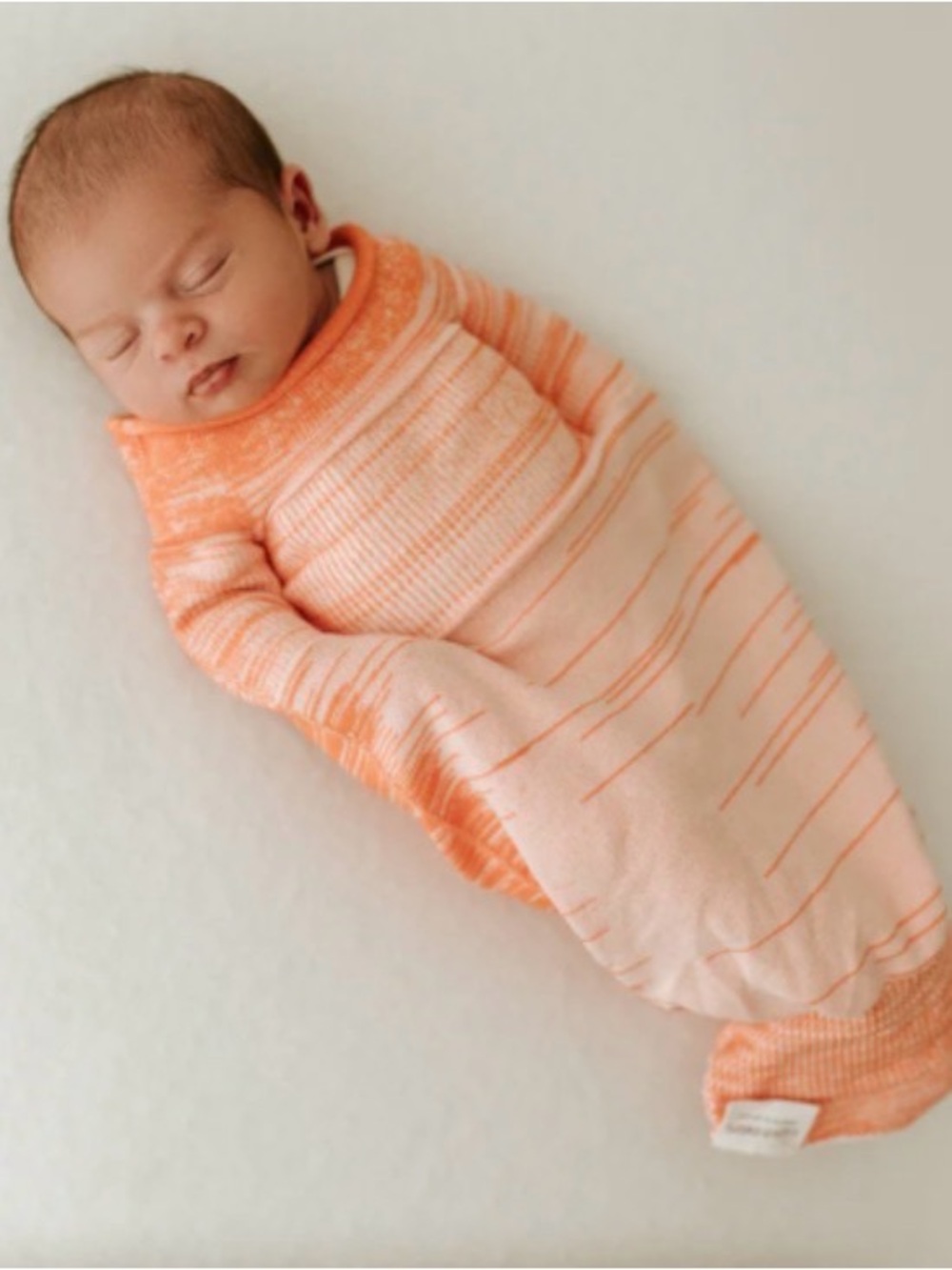 Orange Striped Baby Sleep Sack - Soft Knit Swaddle